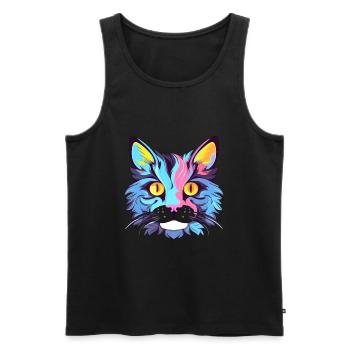 Katze buntes Aquarell Cartoon Kawaii Tier - Männer Premium Bio Tank Top - Schwarz - Vorne - Michal (187cm)