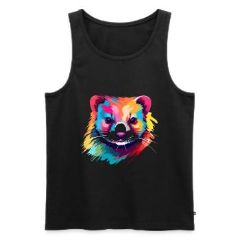 Ferret Colorful Watercolor Cartoon Kawaii Animal - Men's Premium Organic Tank Top - black - Front - Michal (187cm)