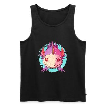 Axolotl Aquarelle Colorée Dessin Animé Kawaii Animal - Débardeur bio Premium Homme - noir - Devant - Michal (187cm)
