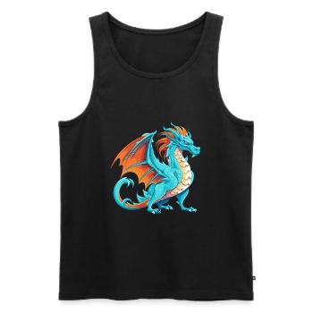Dragon Aquarelle Colorée Dessin Animé Kawaii Animal - Débardeur bio Premium Homme - noir - Devant - Michal (187cm)