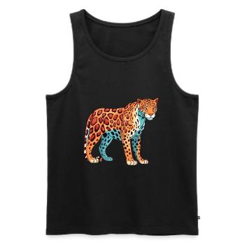 Jaguar Colorful Watercolor Cartoon Kawaii Animal - Men's Premium Organic Tank Top - black - Front - Michal (187cm)