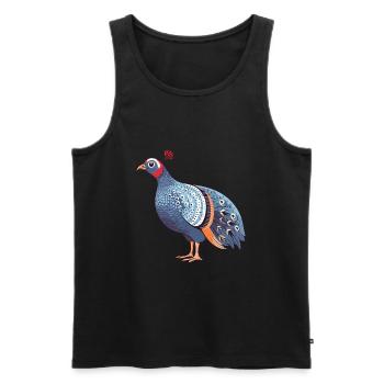 Pintade colorée aquarelle dessin animé Kawaii Ani - Débardeur bio Premium Homme - noir - Devant - AI Model Male 178 light (178cm)
