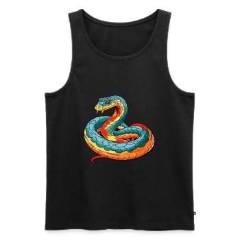 Cobra Aquarelle Colorée Dessin Animé Kawaii Animal - Débardeur bio Premium Homme - noir - Devant - Michal (187cm)
