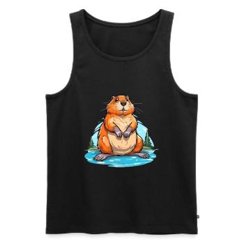 Biber buntes Aquarell Cartoon Kawaii Tier - Männer Premium Bio Tank Top - Schwarz - Vorne - Michal (187cm)