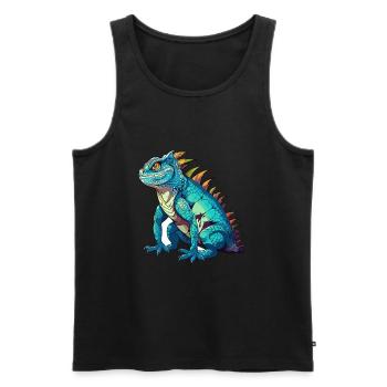 Basilisk Colorful Watercolor Cartoon Kawaii Animal - Men's Premium Organic Tank Top - black - Front - AI Model Male 178 light (178cm)