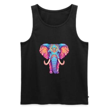 Elephant Colorful Watercolor Cartoon Kawaii Animal - Men's Premium Organic Tank Top - black - Front - Michal (187cm)