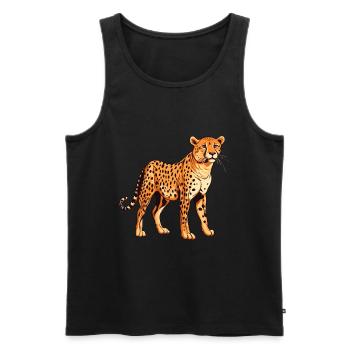 Gepard buntes Aquarell Cartoon Kawaii Tier - Männer Premium Bio Tank Top - Schwarz - Vorne - Michal (187cm)