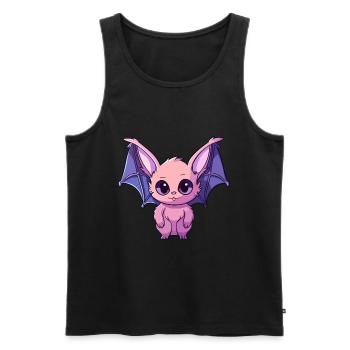 Fledermaus buntes Aquarell Cartoon Kawaii Tier - Männer Premium Bio Tank Top - Schwarz - Vorne - AI Model Male 178 light (178cm)