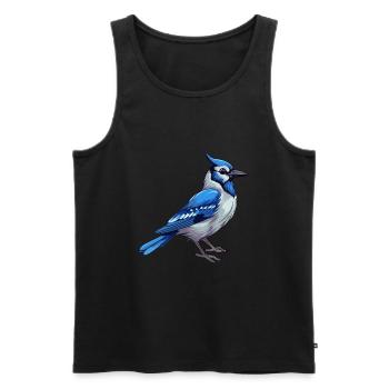 Blue Jay Colorful Watercolor Cartoon Kawaii Animal - Men's Premium Organic Tank Top - black - Front - AI Model Male 178 light (178cm)