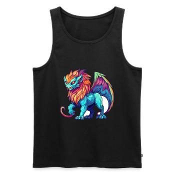 Manticore Bunte Aquarell-Karikatur Kawaii Anima - Männer Premium Bio Tank Top - Schwarz - Vorne - AI Model Male 178 light (178cm)