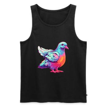 Colombe Aquarelle Colorée Dessin Animé Kawaii Animal - Débardeur bio Premium Homme - noir - Devant - Michal (187cm)