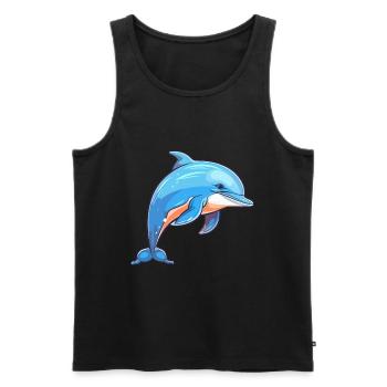 Delfin buntes Aquarell Cartoon Kawaii Tier - Männer Premium Bio Tank Top - Schwarz - Vorne - AI Model Male 178 light (178cm)