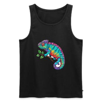 Chamäleon Bunte Aquarell-Karikatur Kawaii Anima - Männer Premium Bio Tank Top - Schwarz - Vorne - AI Model Male 178 light (178cm)