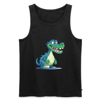 Crocodile Aquarelle Colorée Dessin Animé Kawaii Anima - Débardeur bio Premium Homme - noir - Devant - Michal (187cm)