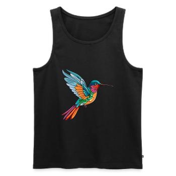 Hummingbird Colorful Watercolor Cartoon Kawaii Ani - Men's Premium Organic Tank Top - black - Front - AI Model Male 178 light (178cm)