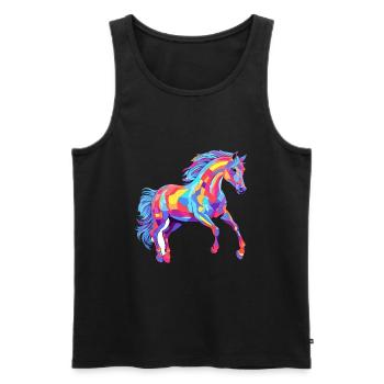 Pferd buntes Aquarell Karikatur Kawaii Tier - Männer Premium Bio Tank Top - Schwarz - Vorne - Michal (187cm)