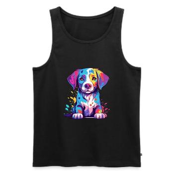 Hund Buntes Aquarell Cartoon Kawaii Tier - Männer Premium Bio Tank Top - Schwarz - Vorne - Michal (187cm)