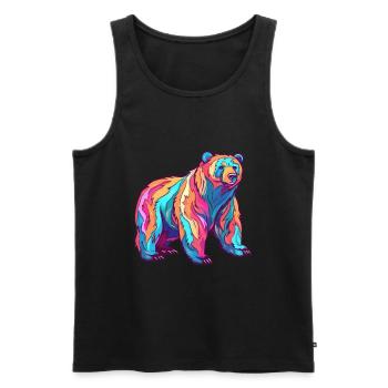 Ours Aquarelle Colorée Dessin Animé Kawaii Animal - Débardeur bio Premium Homme - noir - Devant - Michal (187cm)