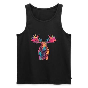 Moose Colorful Watercolor Cartoon Kawaii Animal - Men's Premium Organic Tank Top - black - Front - Michal (187cm)