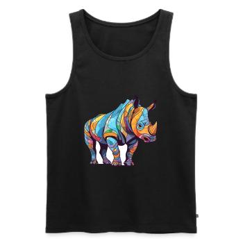 Rhino Colorful Watercolor Cartoon Kawaii Animal - Men's Premium Organic Tank Top - black - Front - AI Model Male 178 light (178cm)