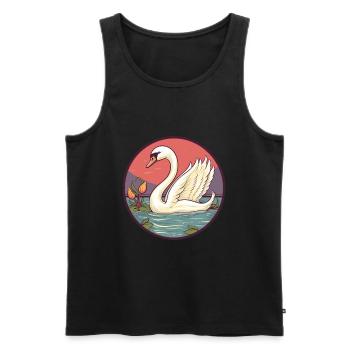 Schwan buntes Aquarell Cartoon Kawaii Tier - Männer Premium Bio Tank Top - Schwarz - Vorne - Michal (187cm)