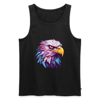 Aigle Aquarelle Colorée Dessin Animé Kawaii Animal - Débardeur bio Premium Homme - noir - Devant - Michal (187cm)