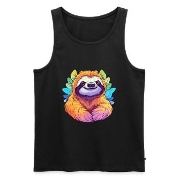 Faultier buntes Aquarell Cartoon Kawaii Tier - Männer Premium Bio Tank Top - Schwarz - Vorne - AI Model Male 178 light (178cm)
