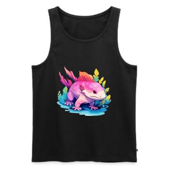 Axolotl Aquarelle Colorée Dessin Animé Kawaii Animal - Débardeur bio Premium Homme - noir - Devant - Michal (187cm)