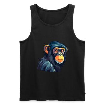 Bonobo Colorful Watercolor Cartoon Kawaii Animal - Men's Premium Organic Tank Top - black - Front - Michal (187cm)