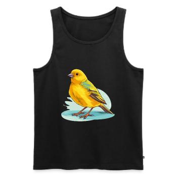 Canari Aquarelle Colorée Dessin Animé Kawaii Animal - Débardeur bio Premium Homme - noir - Devant - Michal (187cm)