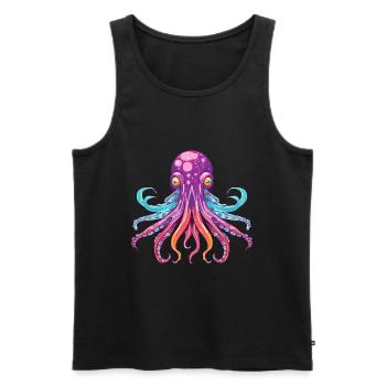 Squid Colorful Watercolor Cartoon Kawaii Animal - Men's Premium Organic Tank Top - black - Front - Michal (187cm)