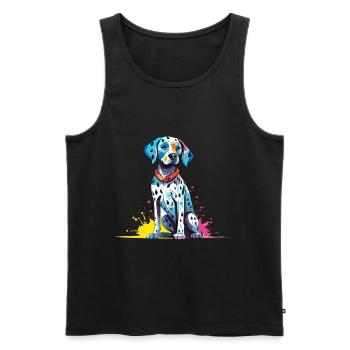 Dalmatinischer Hund Bunte Aquarell-Karikatur Kawaii A - Männer Premium Bio Tank Top - Schwarz - Vorne - Michal (187cm)