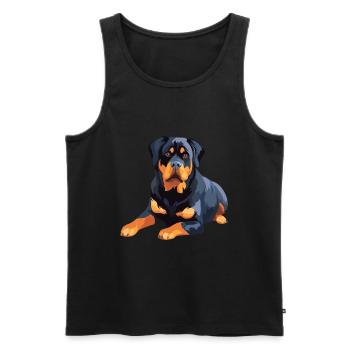 Rottweiler Hund Bunte Aquarell-Karikatur Kawaii - Männer Premium Bio Tank Top - Schwarz - Vorne - Michal (187cm)