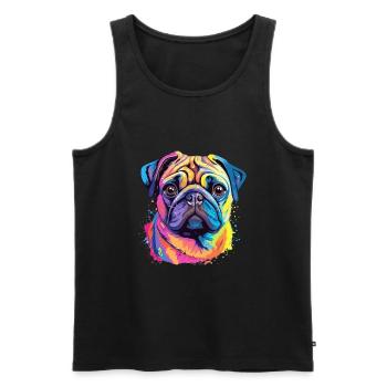 Mopshund buntes Aquarell Cartoon Kawaii Tier - Männer Premium Bio Tank Top - Schwarz - Vorne - AI Model Male 178 light (178cm)
