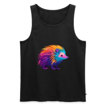 Stachelschwein Bunte Aquarell-Karikatur Kawaii Anima - Männer Premium Bio Tank Top - Schwarz - Vorne - AI Model Male 178 light (178cm)