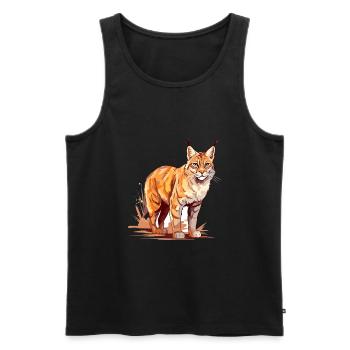 Rotluchs buntes Aquarell Karikatur Kawaii Tier - Männer Premium Bio Tank Top - Schwarz - Vorne - AI Model Male 178 light (178cm)