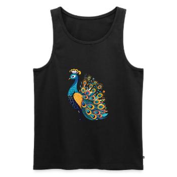 Pfau buntes Aquarell Cartoon Kawaii Tier - Männer Premium Bio Tank Top - Schwarz - Vorne - Michal (187cm)