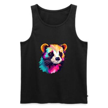 Ferret Colorful Watercolor Cartoon Kawaii Animal - Men's Premium Organic Tank Top - black - Front - Michal (187cm)