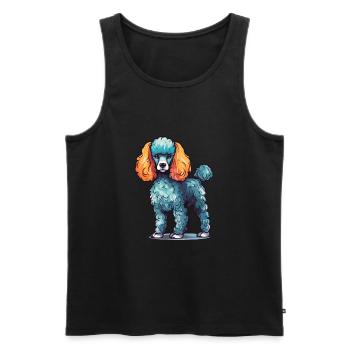 Caniche Chien Aquarelle Colorée Dessin Animé Kawaii Anim - Débardeur bio Premium Homme - noir - Devant - Michal (187cm)