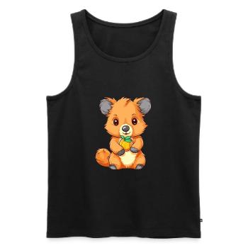 Quokka Colorful Watercolor Cartoon Kawaii Animal - Men's Premium Organic Tank Top - black - Front - Michal (187cm)