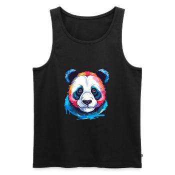 Panda Buntes Aquarell Cartoon Kawaii Tier - Männer Premium Bio Tank Top - Schwarz - Vorne - Michal (187cm)