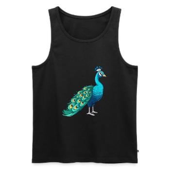 Pfau buntes Aquarell Cartoon Kawaii Tier - Männer Premium Bio Tank Top - Schwarz - Vorne - Michal (187cm)