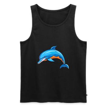 Delfin buntes Aquarell Cartoon Kawaii Tier - Männer Premium Bio Tank Top - Schwarz - Vorne - AI Model Male 178 light (178cm)