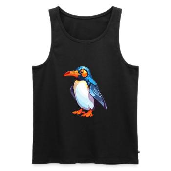 Pinguin Buntes Aquarell Cartoon Kawaii Tier - Männer Premium Bio Tank Top - Schwarz - Vorne - Michal (187cm)