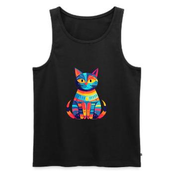 Katze buntes Aquarell Cartoon Kawaii Tier - Männer Premium Bio Tank Top - Schwarz - Vorne - Michal (187cm)