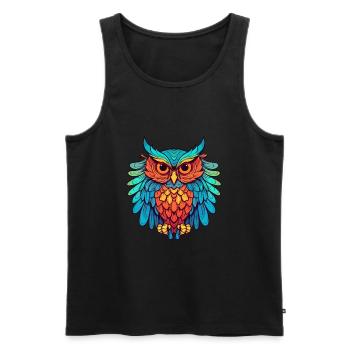 Owl Colorful Watercolor Cartoon Kawaii Animal - Men's Premium Organic Tank Top - black - Front - Michal (187cm)
