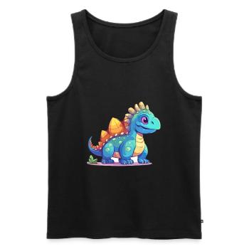 Dinosaure Aquarelle Colorée Dessin Animé Kawaii Animal - Débardeur bio Premium Homme - noir - Devant - Michal (187cm)