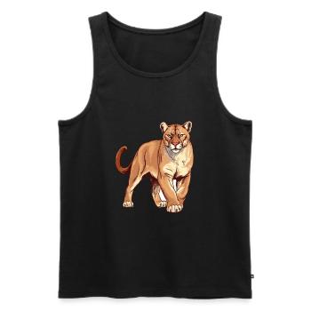 Cougar Aquarelle Colorée Dessin Animé Kawaii Animal - Débardeur bio Premium Homme - noir - Devant - AI Model Male 178 light (178cm)