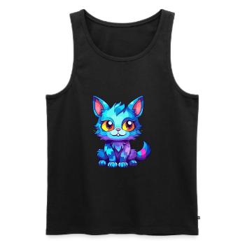 Katze buntes Aquarell Cartoon Kawaii Tier - Männer Premium Bio Tank Top - Schwarz - Vorne - Michal (187cm)