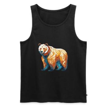 Ours Aquarelle Colorée Dessin Animé Kawaii Animal - Débardeur bio Premium Homme - noir - Devant - Michal (187cm)